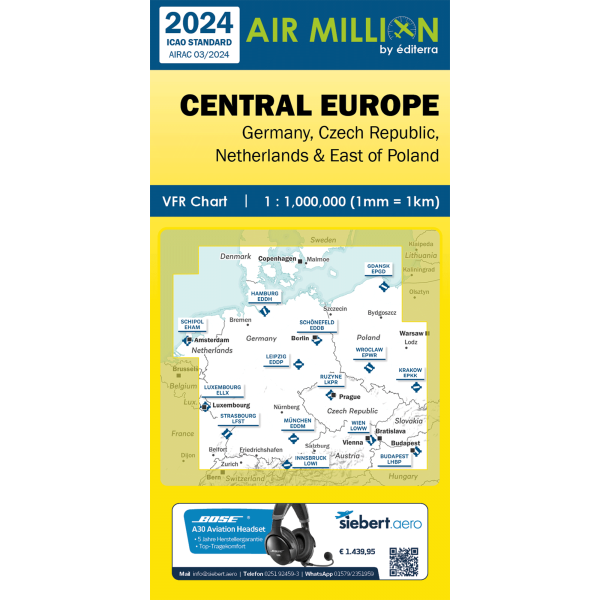 AIR MILLION: VFR-Chart Central Europe 1:1.000.000 (edition 2023) - Preorder