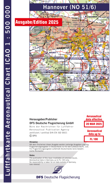 ICAO-Karte, Blatt Hannover (Ausgabe 2025), Motorflug