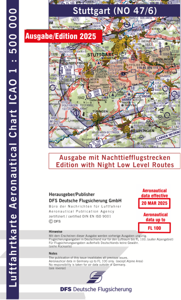 ICAO-Karte, Blatt Stuttgart (Ausgabe 2025), Nachttiefflugstrecken