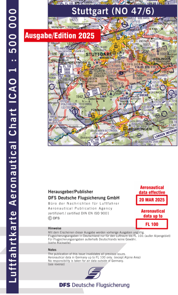 ICAO-Karte, Blatt Stuttgart (Ausgabe 2025), Motorflug