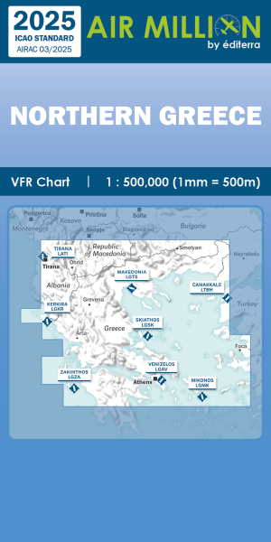 AIR MILLION: VFR-Zoom-Karte Greece / Northern Balkans 1:500.000 (Edition 2025)-Vorbestellung