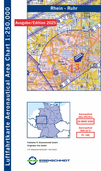 Aeronautical Aera Chart (AAC250) 1:250.000 Blatt Rhein-Ruhr, Ausgabe 2025