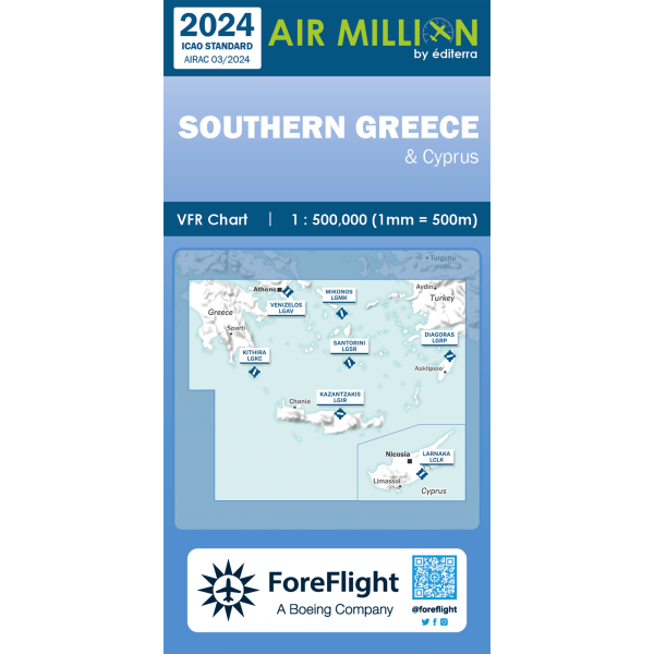 AIR MILLION: VFR-Zoom-Chart Greece / Southern Balkans 1:500.000 (edition 20234)- Preorder