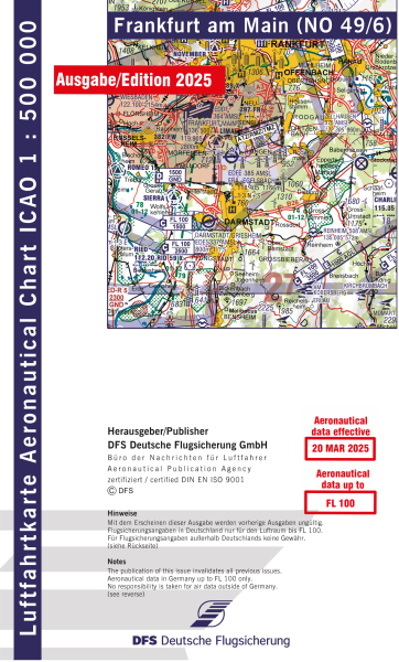 ICAO-Karte, Blatt Frankfurt (Ausgabe 2025), Motorflug