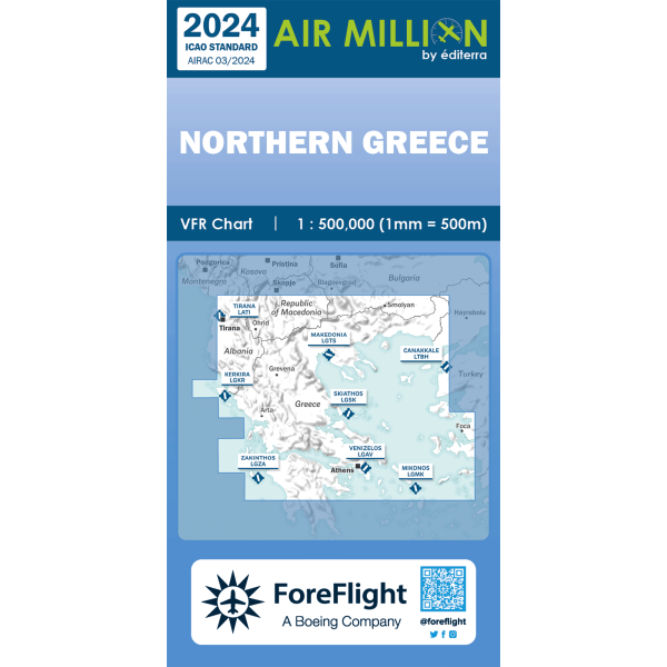 AIR MILLION: VFR-Zoom-Chart Greece / Northern Balkans 1:500.000 - (edition 2024)-Preorder