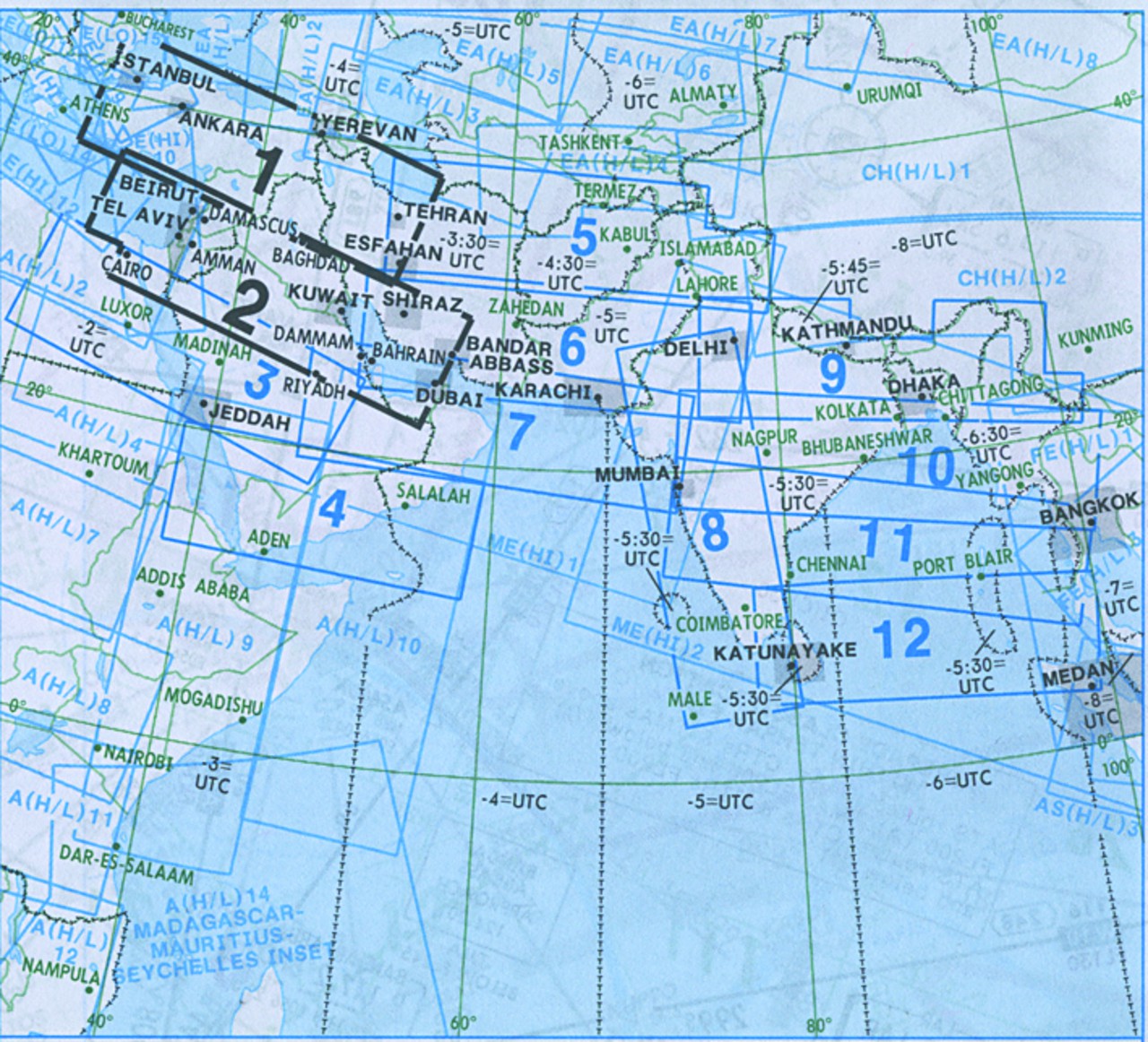 Jeppesen IFR-Streckenkarte Middle East - Oberer/Unterer Luftraum - ME(H ...