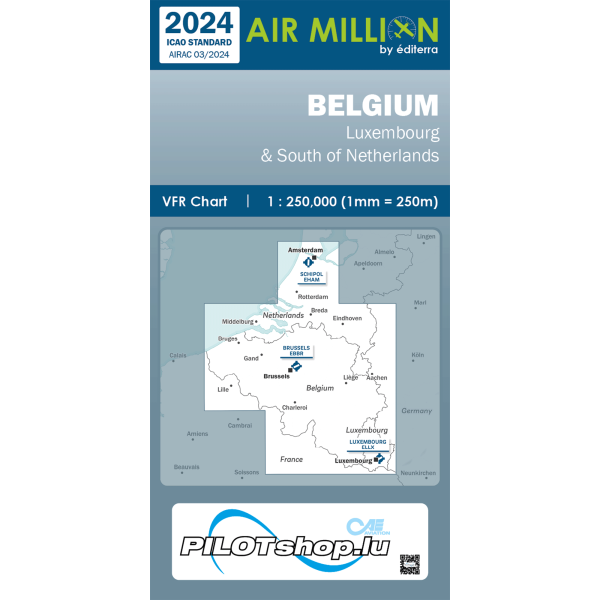 AIR MILLION: VFR-Zoom-Chart Belgium 1:250.000 (edition 2024) - Preorder