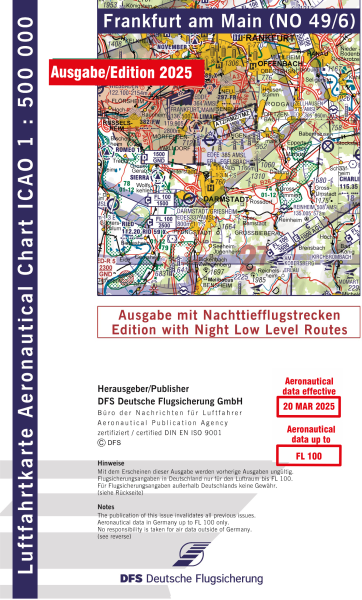 ICAO-Chart 1: 500.000, Frankfurt with Night Low Level Routes (Edition 2025)-preorder