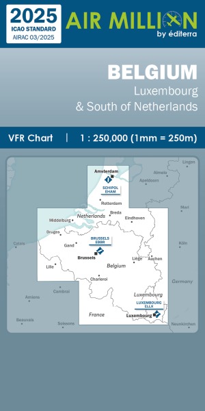 AIR MILLION: VFR-Zoom-Karte Belgique 1:250.000 (Edition 2025)-Vorbestellung