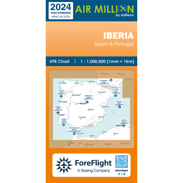 AIR MILLION: VFR-Chart Iberia 1:1.000.000 (edition 2024)- Preorder