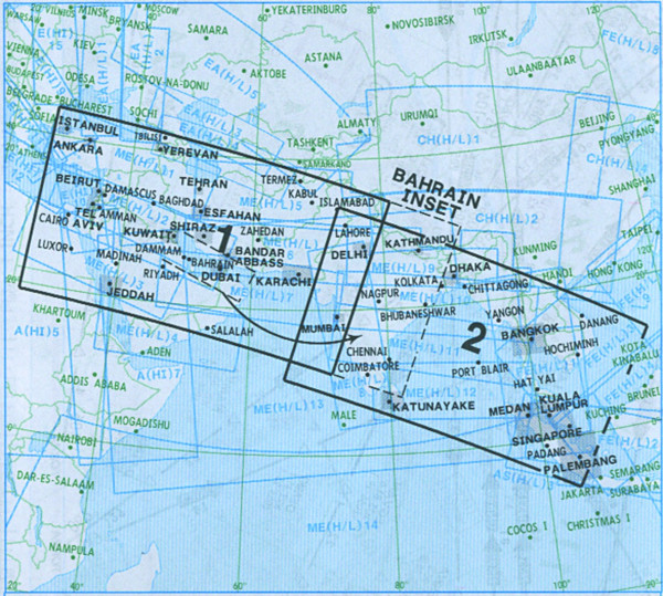 IFR-Streckenkarte Middle East - Oberer Luftraum - ME(HI) 1/2-Vorbestellung