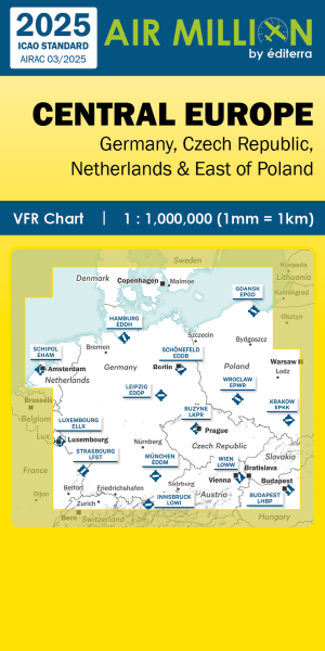 AIR MILLION: VFR-Karte Central Europe 1:1.000.000 (Edition 2025)-Vorbestellung