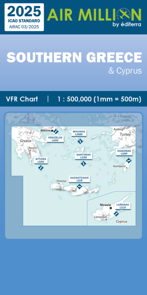 AIR MILLION: VFR-Zoom-Karte Greece / Southern Balkans 1:500.000 (Edition 2025)-Vorbestellung