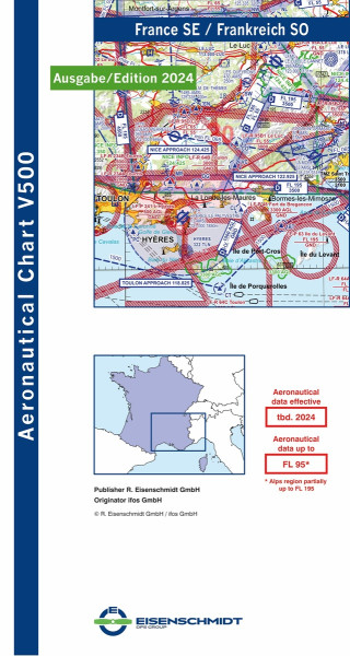 Visual 500 Aeronautical Chart France Southeast (edition 2024) (preorder)